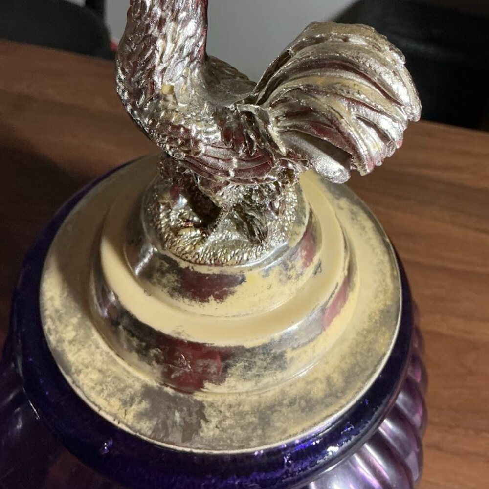 Purple Amethyst Vintage Rooster Lid Glass Canisters Set of 2 - Picture 6 of 10